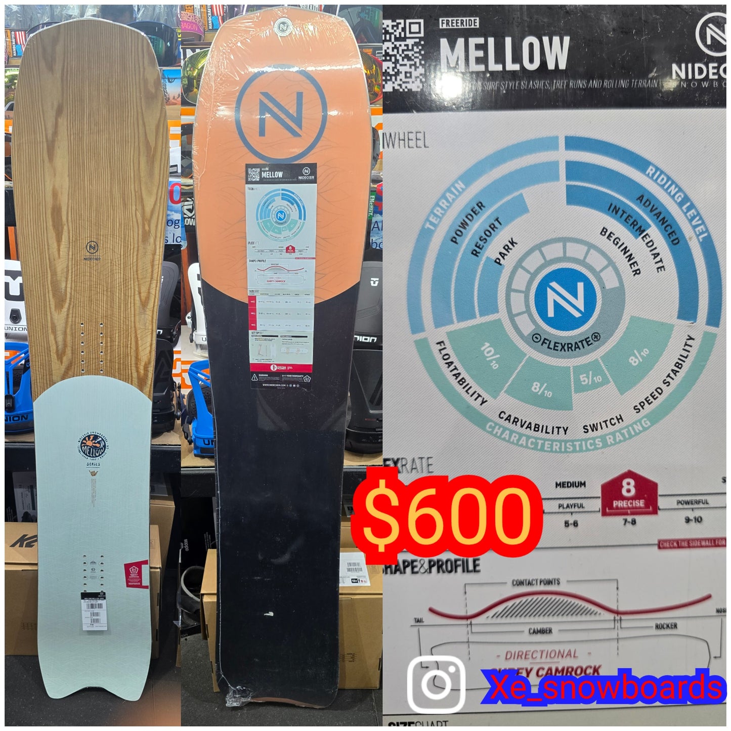 Nidecker Mellow model 150cm -wide sized snowboard - thats just how they are made
