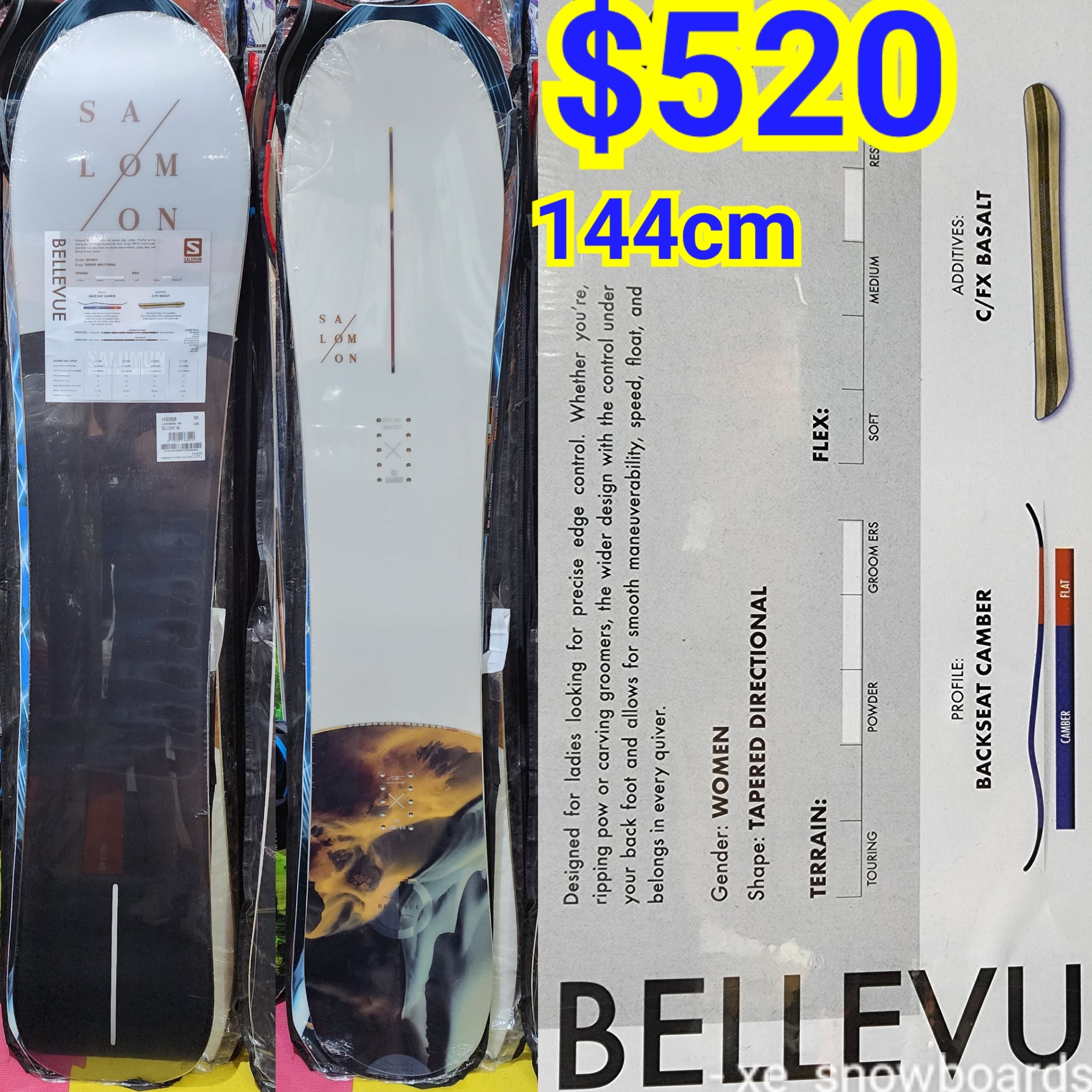 SALOMON スノーボード ベルビュー144cm Salomon BELLEVUE 144cm ladies snowboard 2022 model – xe_snowboards