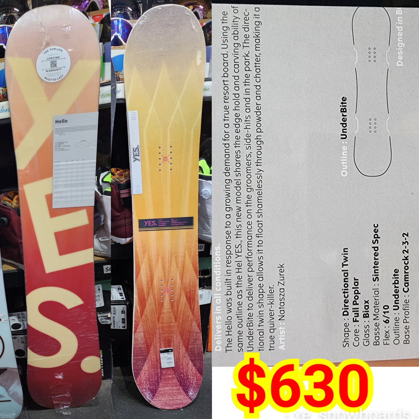 YES HELLO 146cm ladies snowboard 2023 model