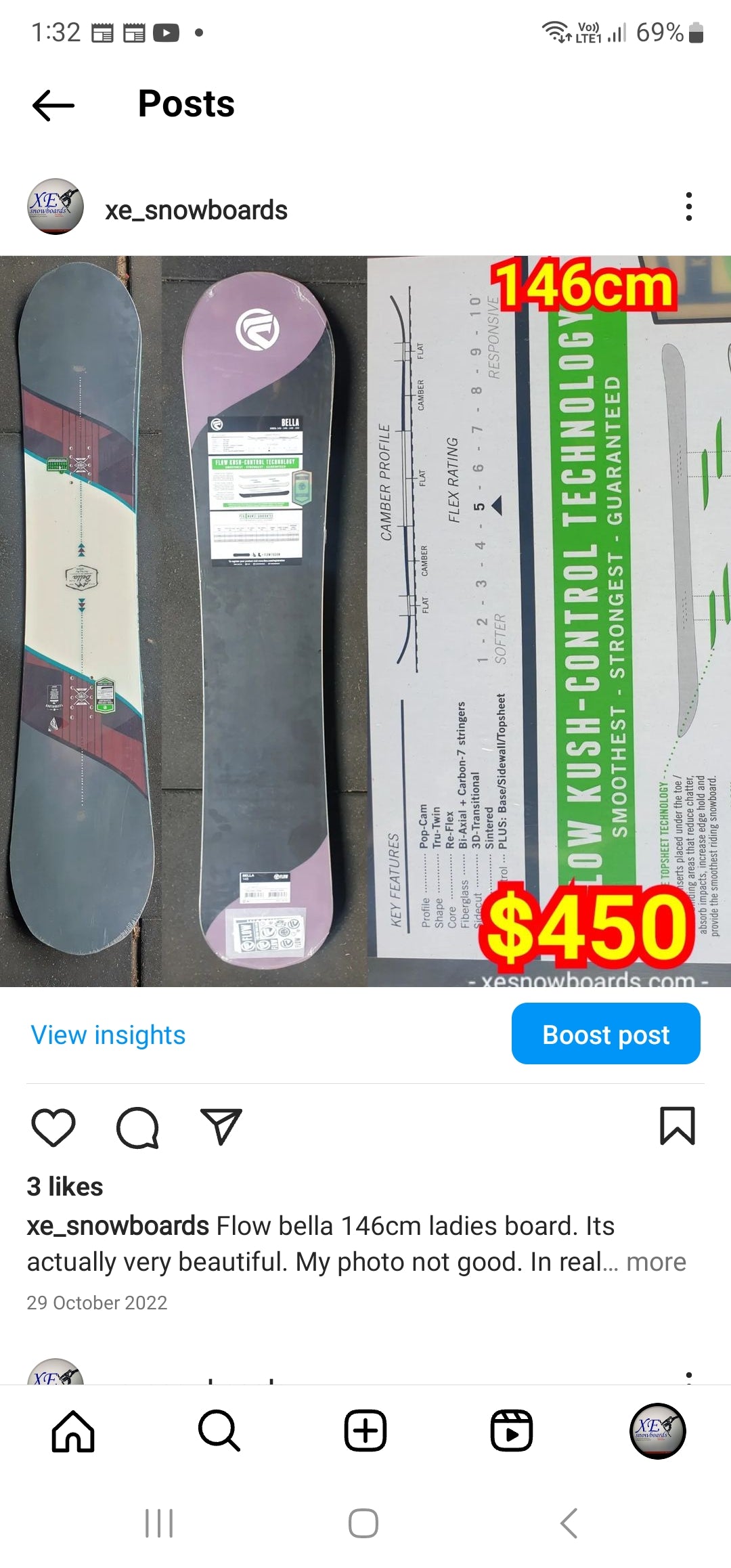 Flow Ladies BELLA snowboard 146cm