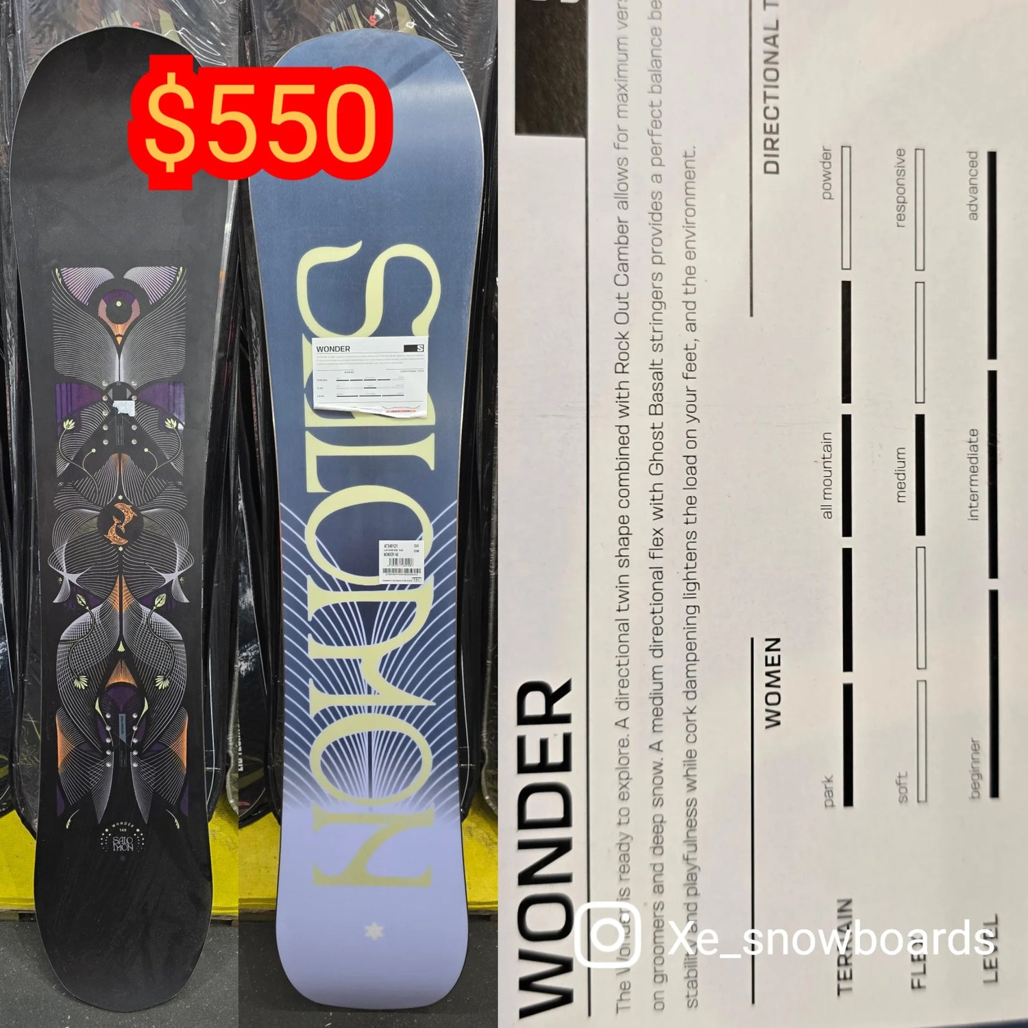 Salomon Wonder 140cm Ladies snowboard 2024 model xe snowboards