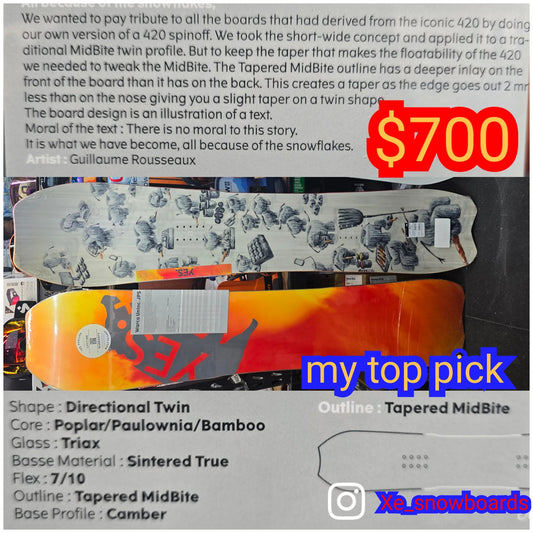 YES WARCA UNINIC 148cm 2024 model men's snowboards. a ride warpig and Lib tech Orca morphed into a WARCA