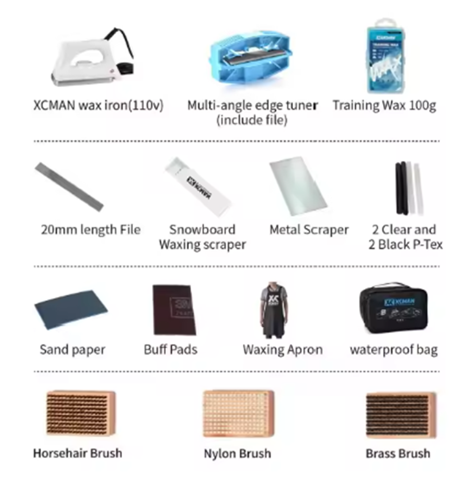 Complete Ski Snowboard Tuning Waxing Combo Kit with Waxing Iron Ski Wax Multi