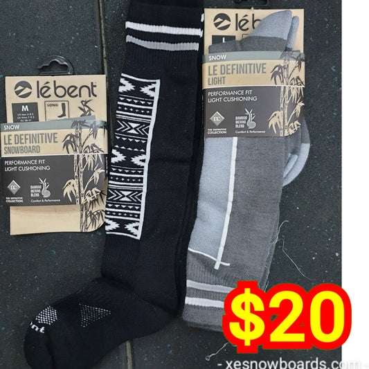Le Bent Le definitive light performance the platinum bamboo marino blend snowboard socks