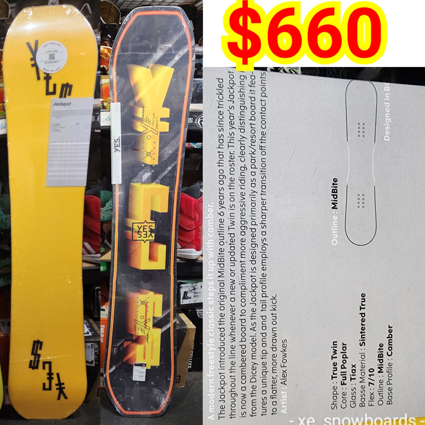 YES JACKPOT 156cm 2023 model men's snowboards