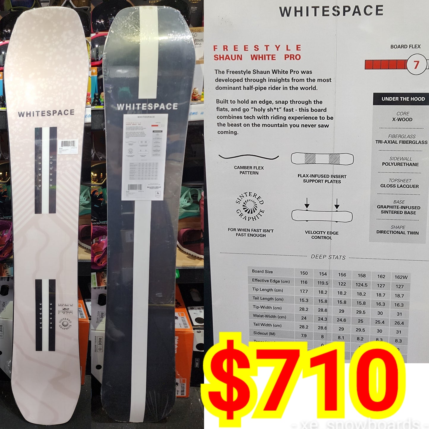 WHITESPACE (SHAUN WHITES'S) FREESTYLE PRO Model 154cm 156cm 158cm 2023 model men's snowboards