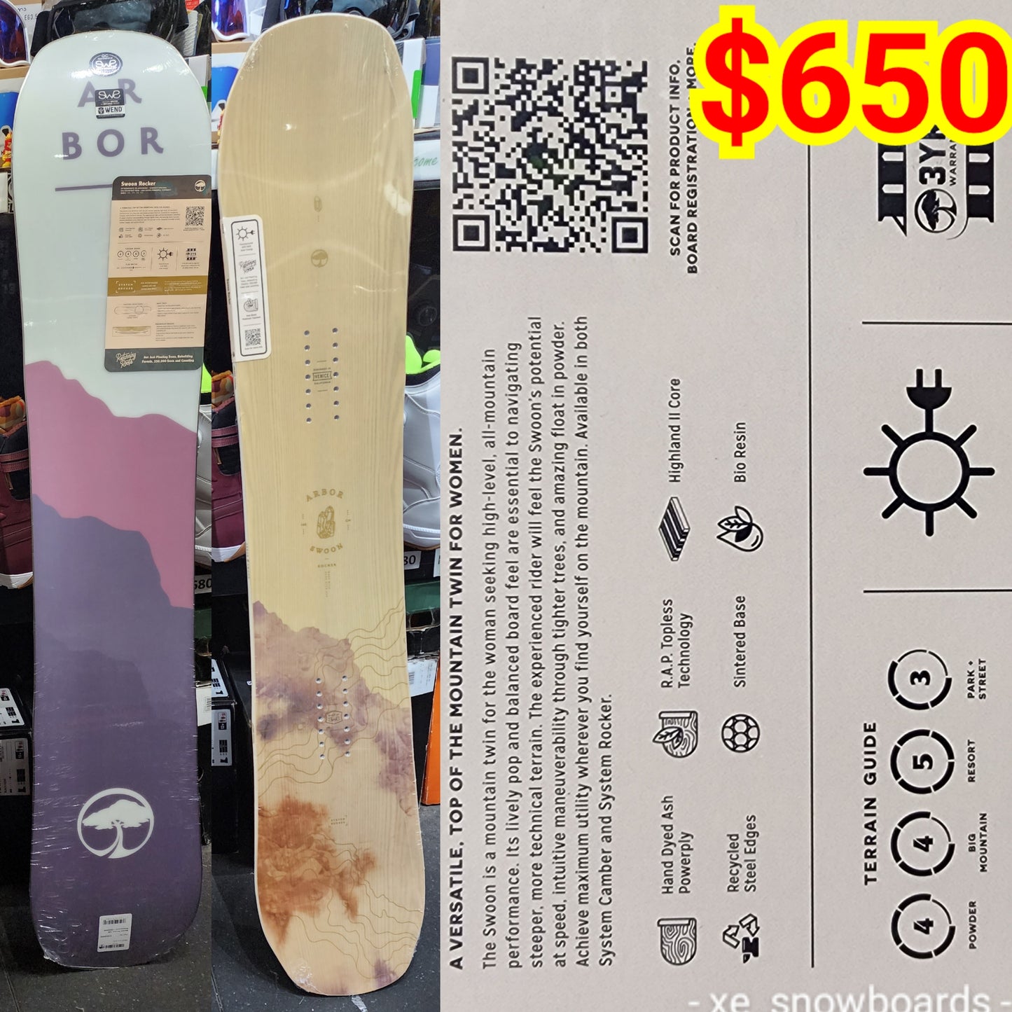 ARBOR SWOON ROCKER 140cm ladies snowboard 2023 model