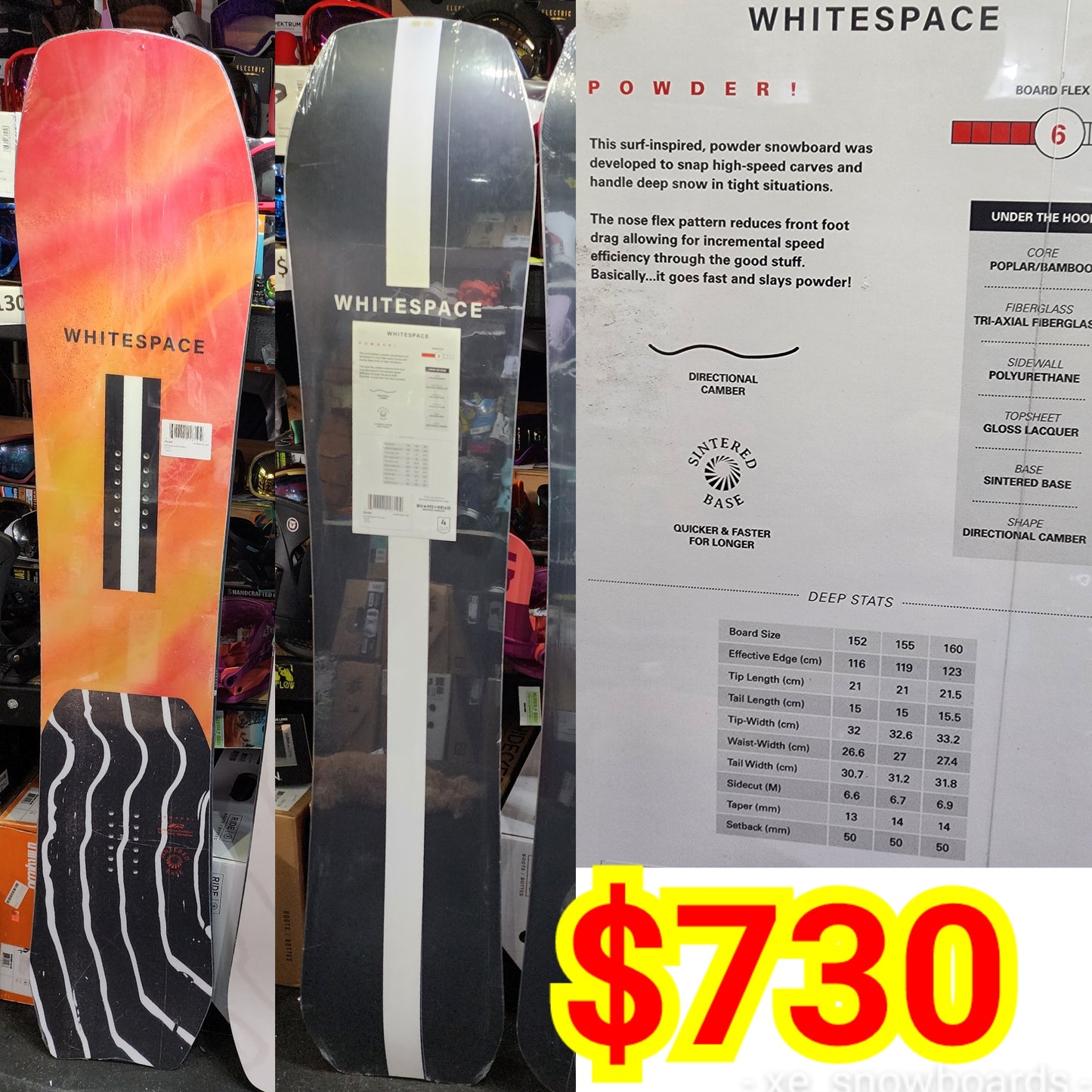 WHITESPACE (SHAUN WHITES'S) POWDER Model 152cm 155cm 2023 model men's snowboards