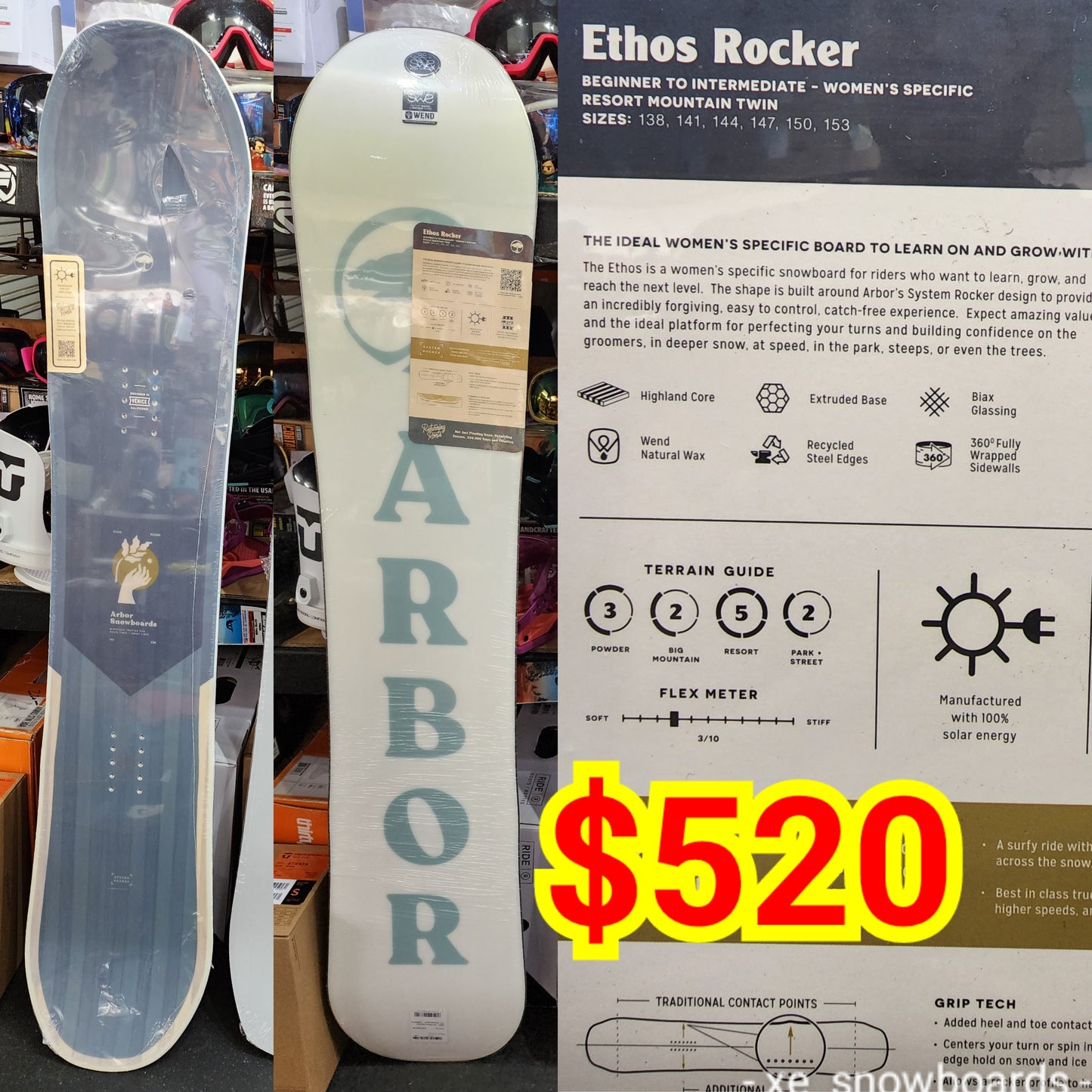 ARBOR ETHOS 141cm or 144cm ladies snowboard 2023 model