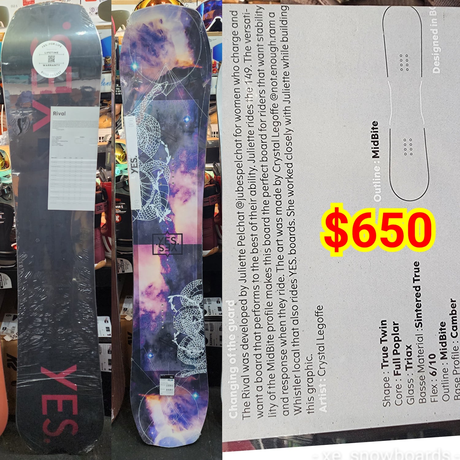 YES RIVAL 140cm 144cm ladies snowboard 2023 model